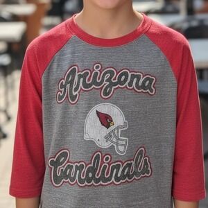 Retro Sport Arizona Cardinals Kids Raglan‎ 3/4 Sleeve T-Shirt Grey Red NFL